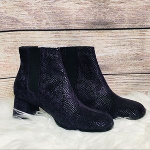 Chinese Laundry Limo purple faux snakeskin boots